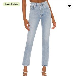 AGOLDE Riley High Rise Straight Crop Jeans - Light Blue